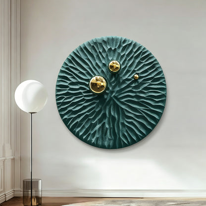 Emerald Ripple Gold Orb Wall Art