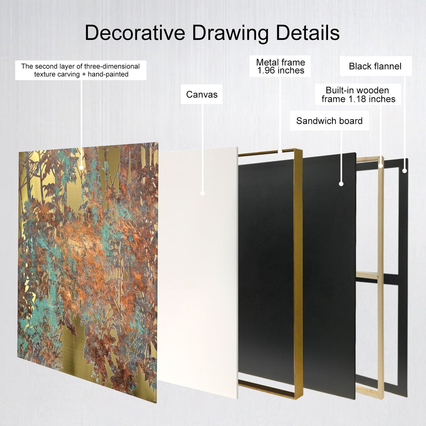 Modern Luxury Textured Oil Painting with Metal Frame
