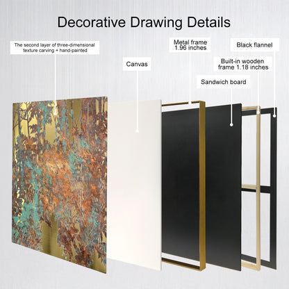 Modern Luxury Textured Oil Painting with Metal Frame