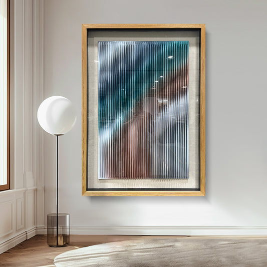 Contemporary Art Gallery Decor, 3D Vertical Wave Wood Sculpture with Color Gradient