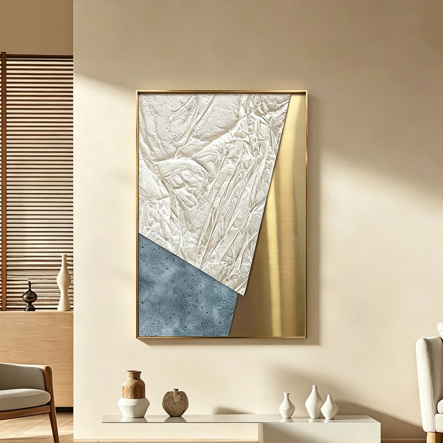 Ivory Gold Folded Texture Art
