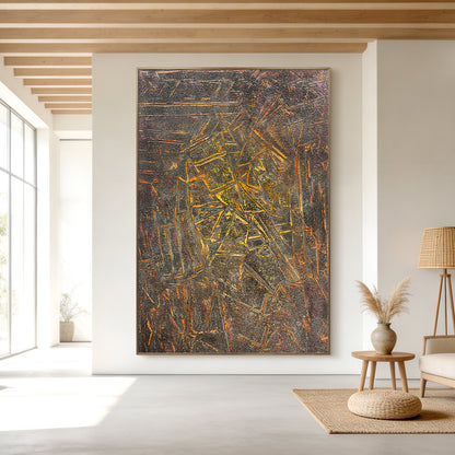 Textured Abstract Canvas Art with Dynamic Geometric Pattern