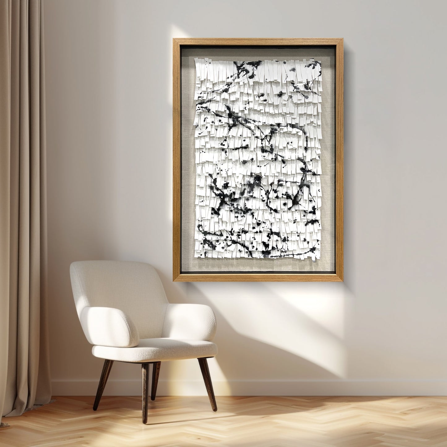 3D Abstract Leather Relief Wall Art - Black Ink Splash Decor