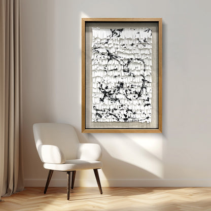 3D Abstract Leather Relief Wall Art - Black Ink Splash Decor