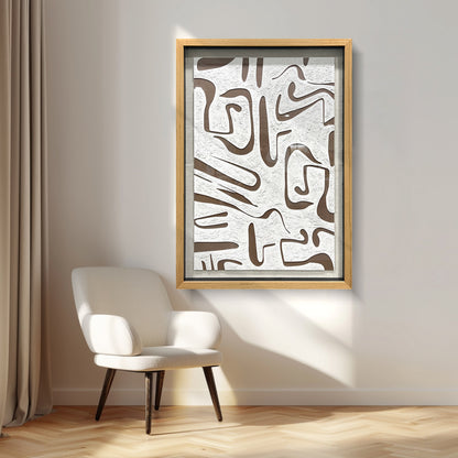 Modern abstract wooden carving decorative artwork, crafted from wood board with distinctive hollowed-out line details.