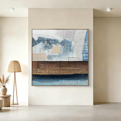 Mixed Media Abstract Wall Art with Sculptural Texture