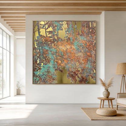 Modern Luxury Textured Oil Painting with Metal Frame