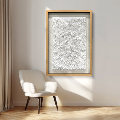 Handcrafted 3D leather wall art, featuring distinctive three-dimensional texture and sophisticated artistic detailing.