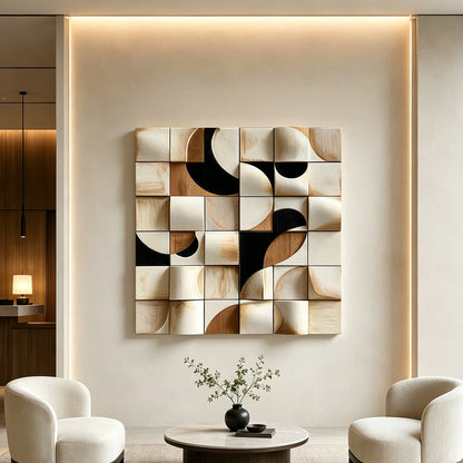 Ivory Cubist Carved Wall Sculpture