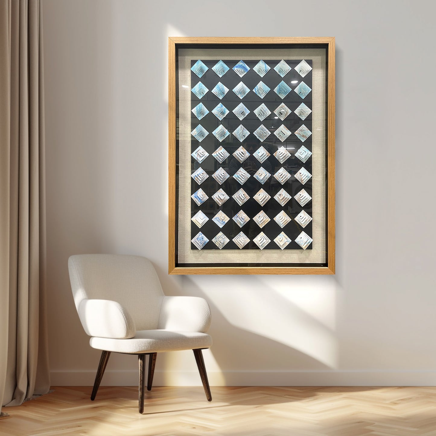 Abstract Iridescent Metal Patchwork Wall Art - Modern Relief