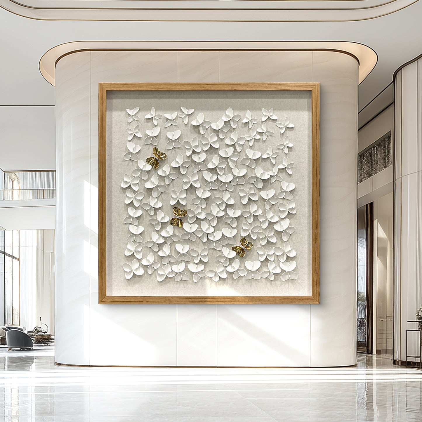 Classic Butterfly Wall Decor, White and Gold Faux Leather Art for Any Space