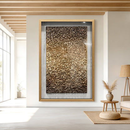Hand Painted Foam Cylinder Wall Art, Solid Wood Frame with Tempered Glass