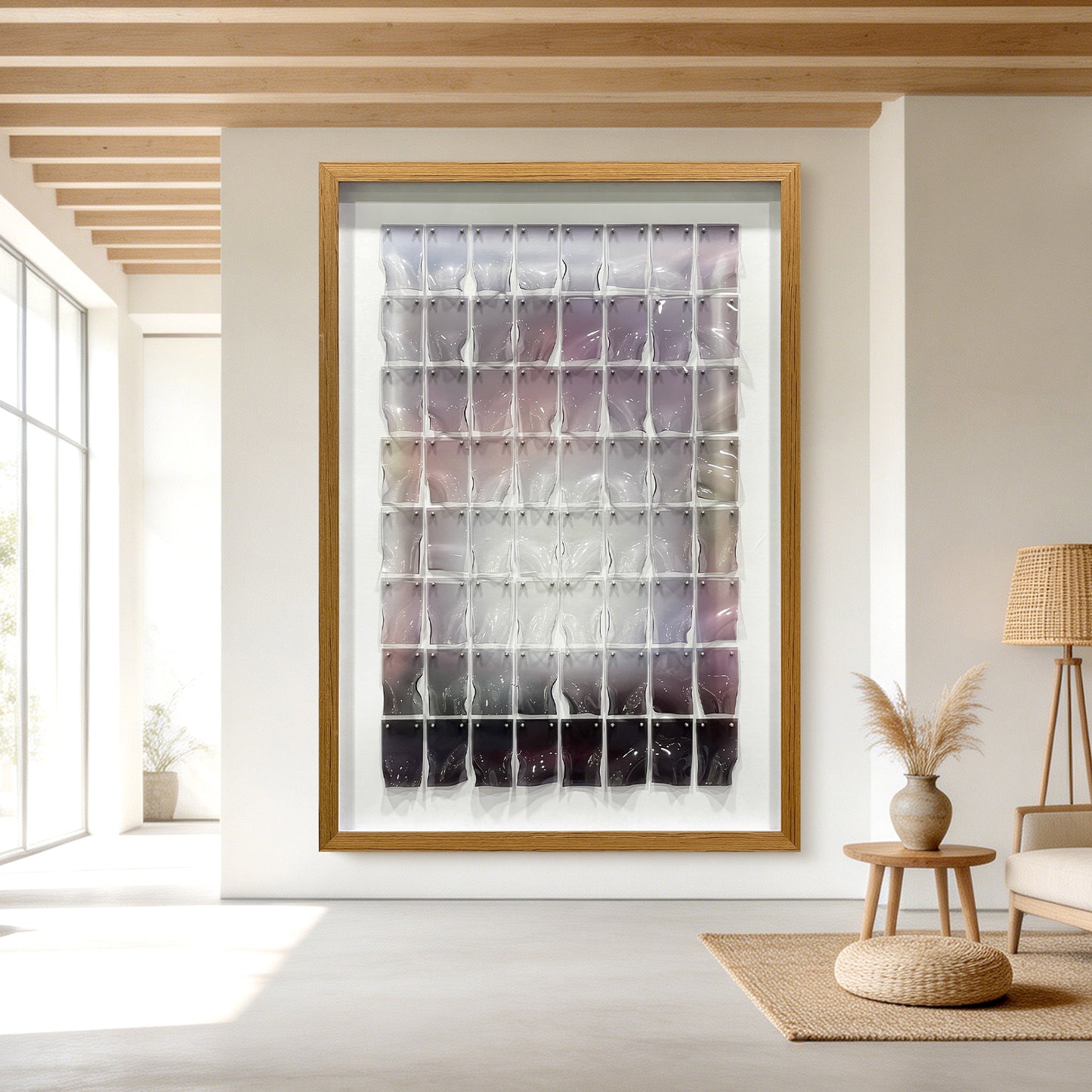 Contemporary Art Gallery Decor, 3D Heat Bent Acrylic Panel Grid Sculpture