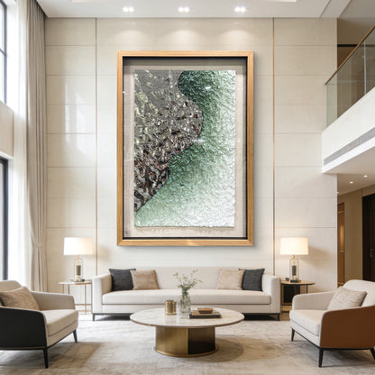 Luxury Corporate Wall Sculpture, Silver Metallic Foil and Green Paper Relief
