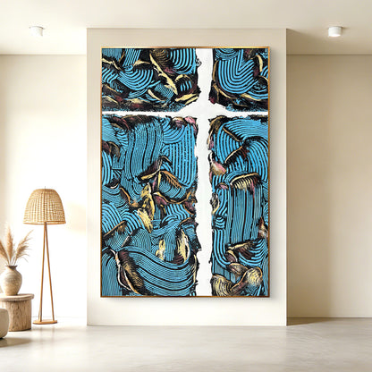 Bold Blue Abstract Wall Art with Heavy Texture