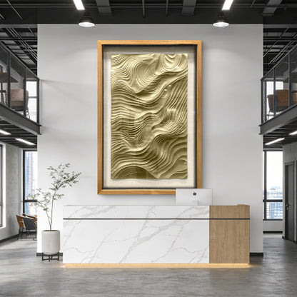 Gallery Worthy 3D Wave Art, Hand Carved Wood in Tempered Glass Frame