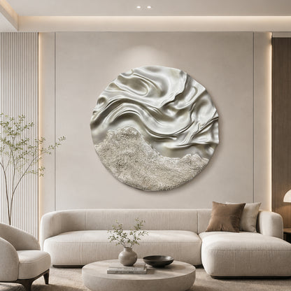 Silver Molten Circle Wall Relief