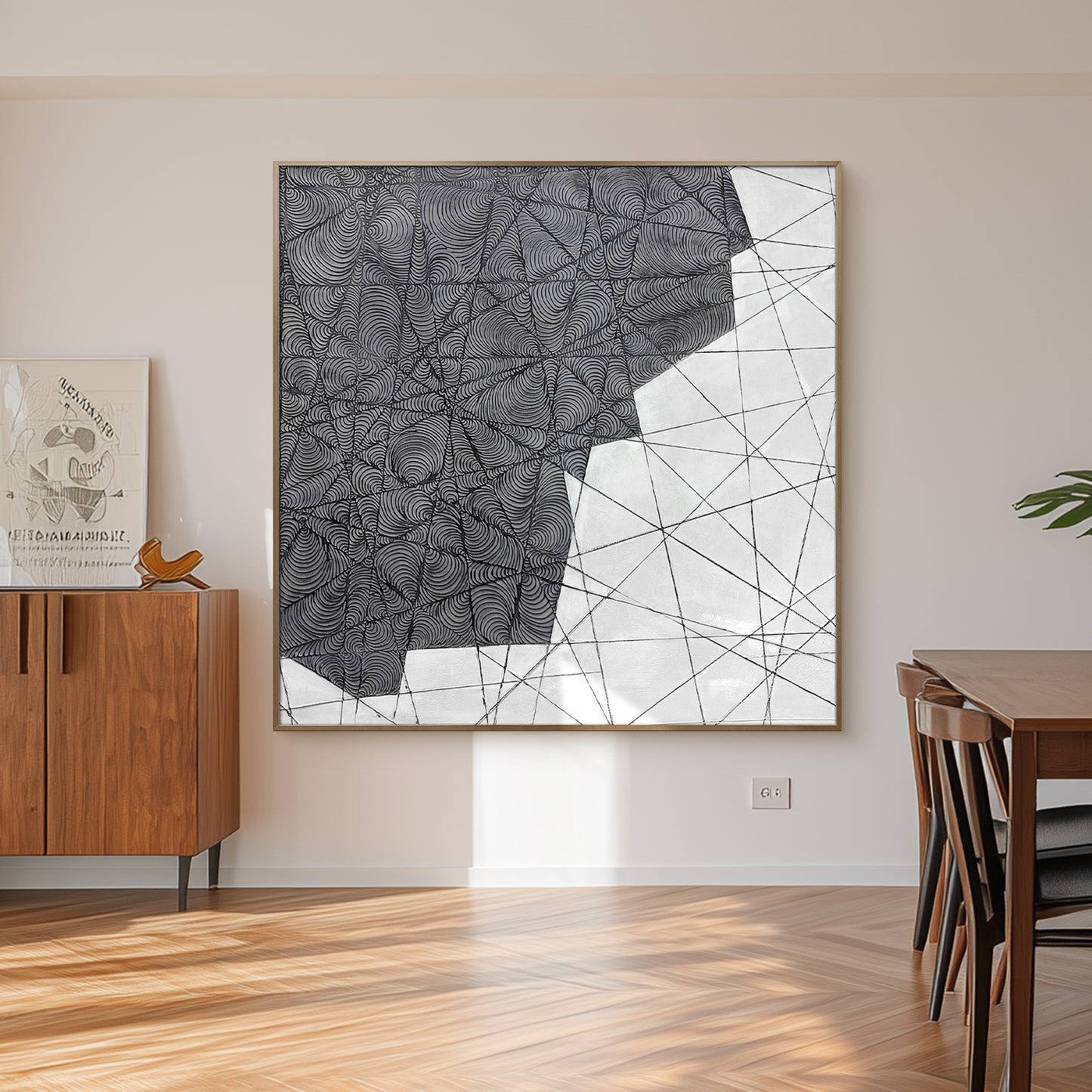 Black and White Textured Wall Art with Architectural Style