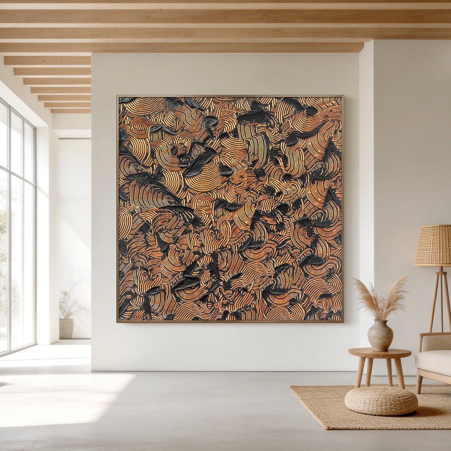 Orange Clouds Large Abstract Wall Art, Bold Heavy Textured Artwork with Vibrant Color Layers