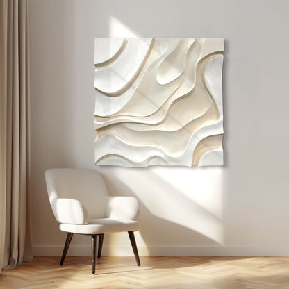 Ivory Wave Carved Wall Panel