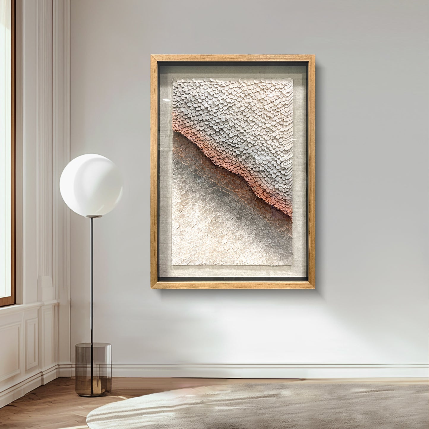 Large Natural Style 3D Paper Art Wall Decor, Handcrafted Artwork with Elegant Texture