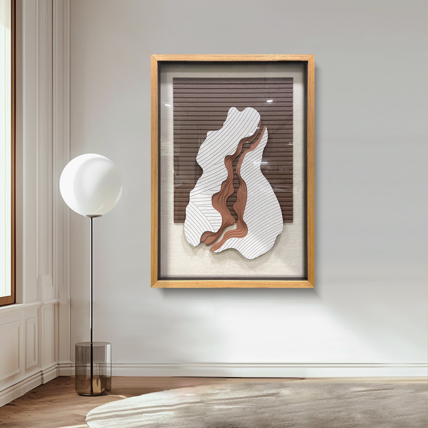 Modern minimalist 3D relief decorative painting, hand-drawn with sandstone texture, simple and stylish.