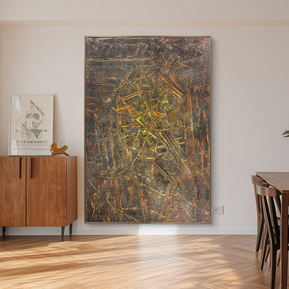 Textured Abstract Canvas Art with Dynamic Geometric Pattern