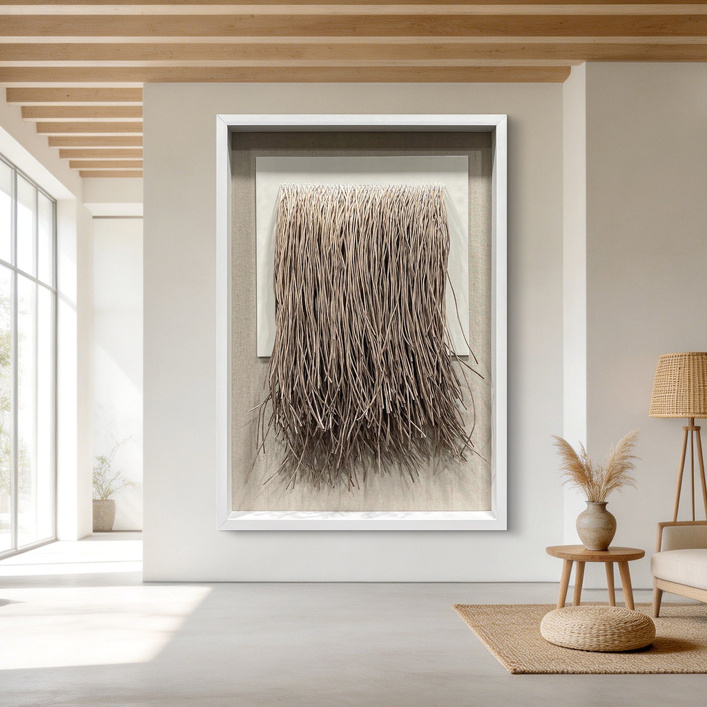 Minimalist Paper Rope Fringe Tapestry Wall Art