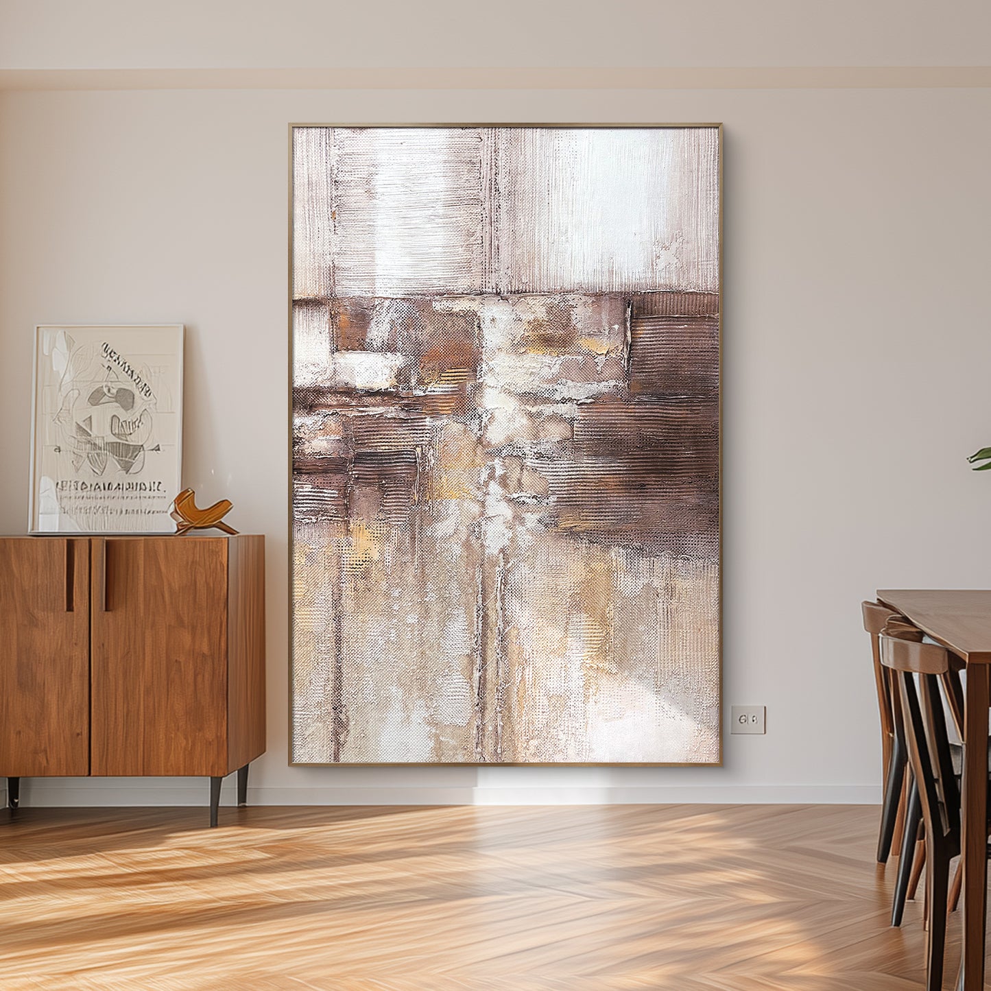 Large Abstract Canvas Art with Earth Tone Texture