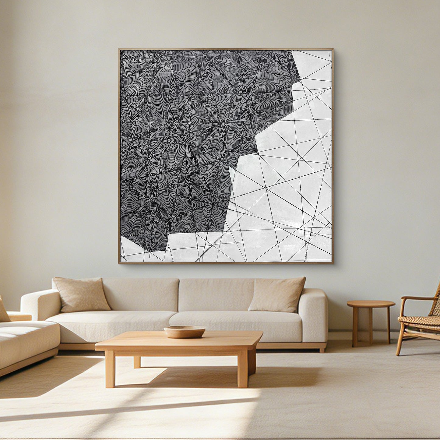 Black and White Textured Wall Art with Architectural Style