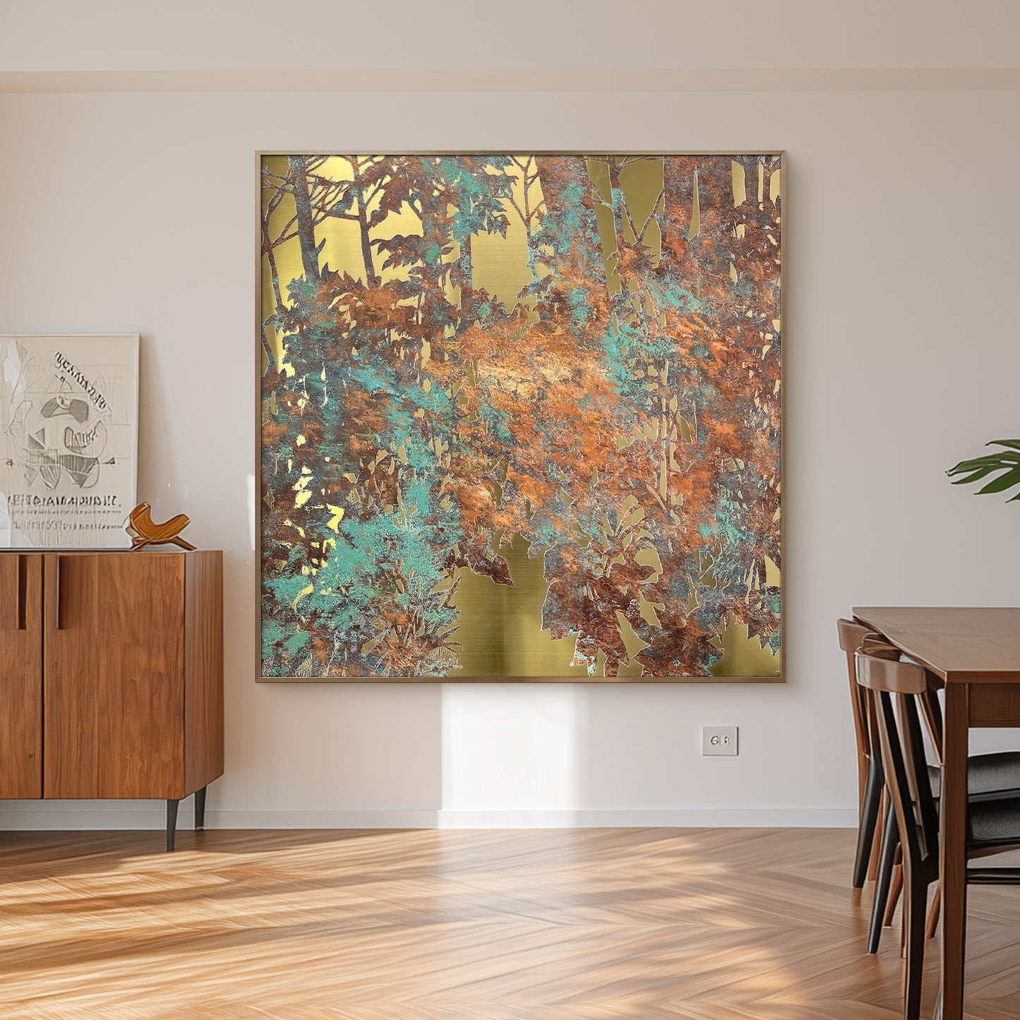 Modern Luxury Textured Oil Painting with Metal Frame
