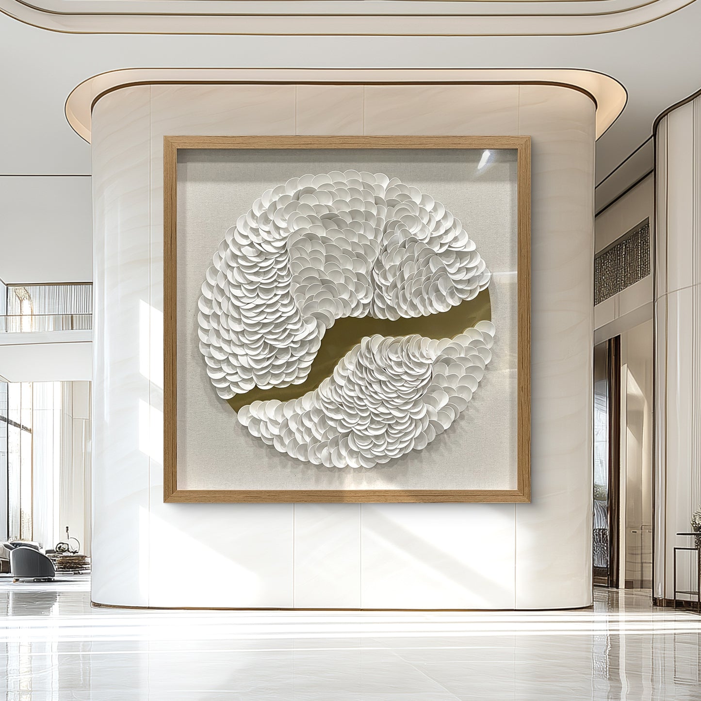 Luxury Corporate Wall Sculpture – Leather & Brushed Gold Metal Relief