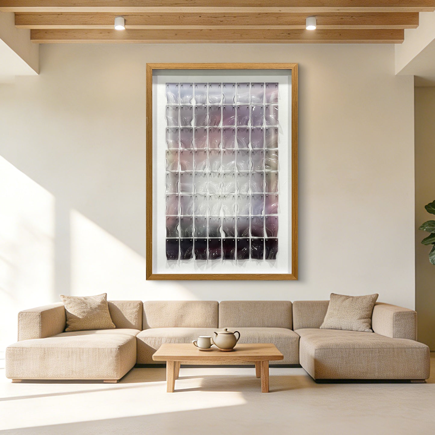 Contemporary Art Gallery Decor, 3D Heat Bent Acrylic Panel Grid Sculpture