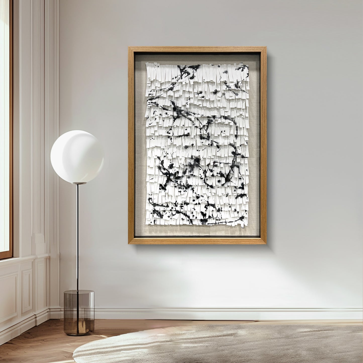 3D Abstract Leather Relief Wall Art - Black Ink Splash Decor