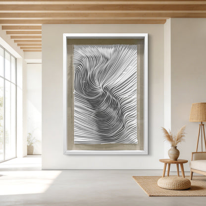 White Felt Wall Art Fluid Ripple Textile Hanging Artwork
