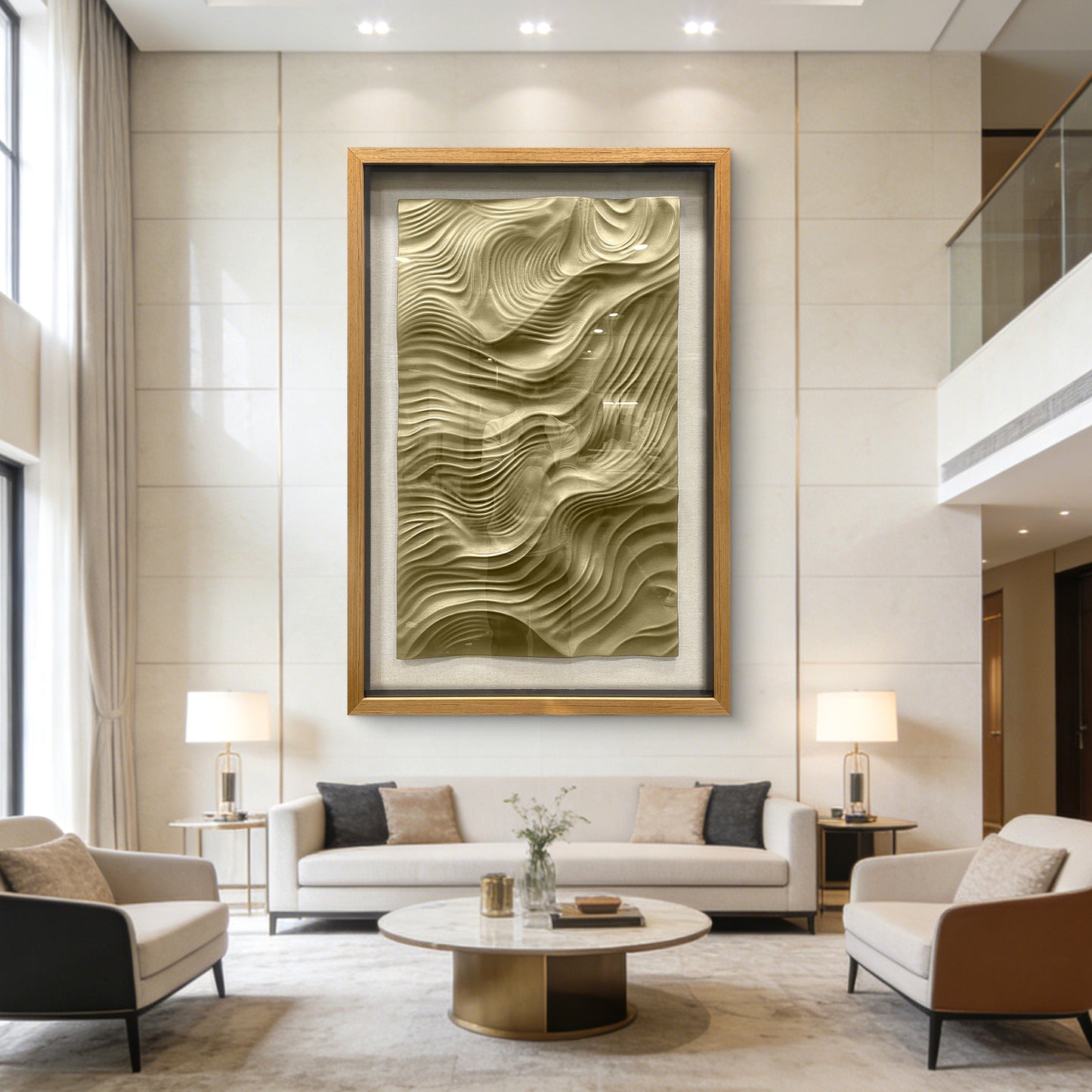 Gallery Worthy 3D Wave Art, Hand Carved Wood in Tempered Glass Frame