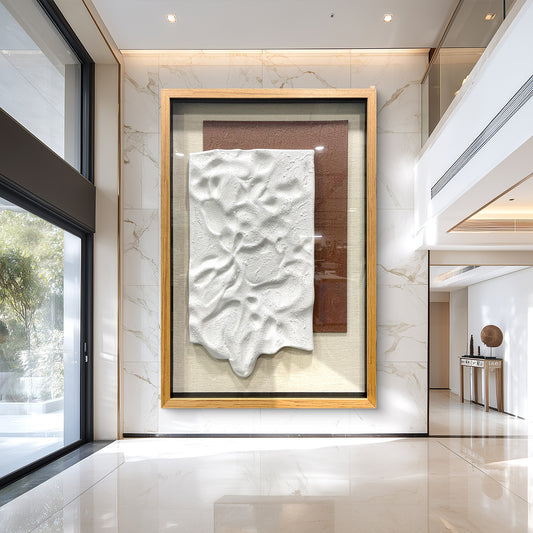 Decorative Relief Wall Panel – Wood Frame with Tempered Glass Surface