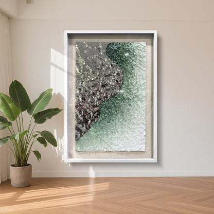 Luxury Corporate Wall Sculpture, Silver Metallic Foil and Green Paper Relief
