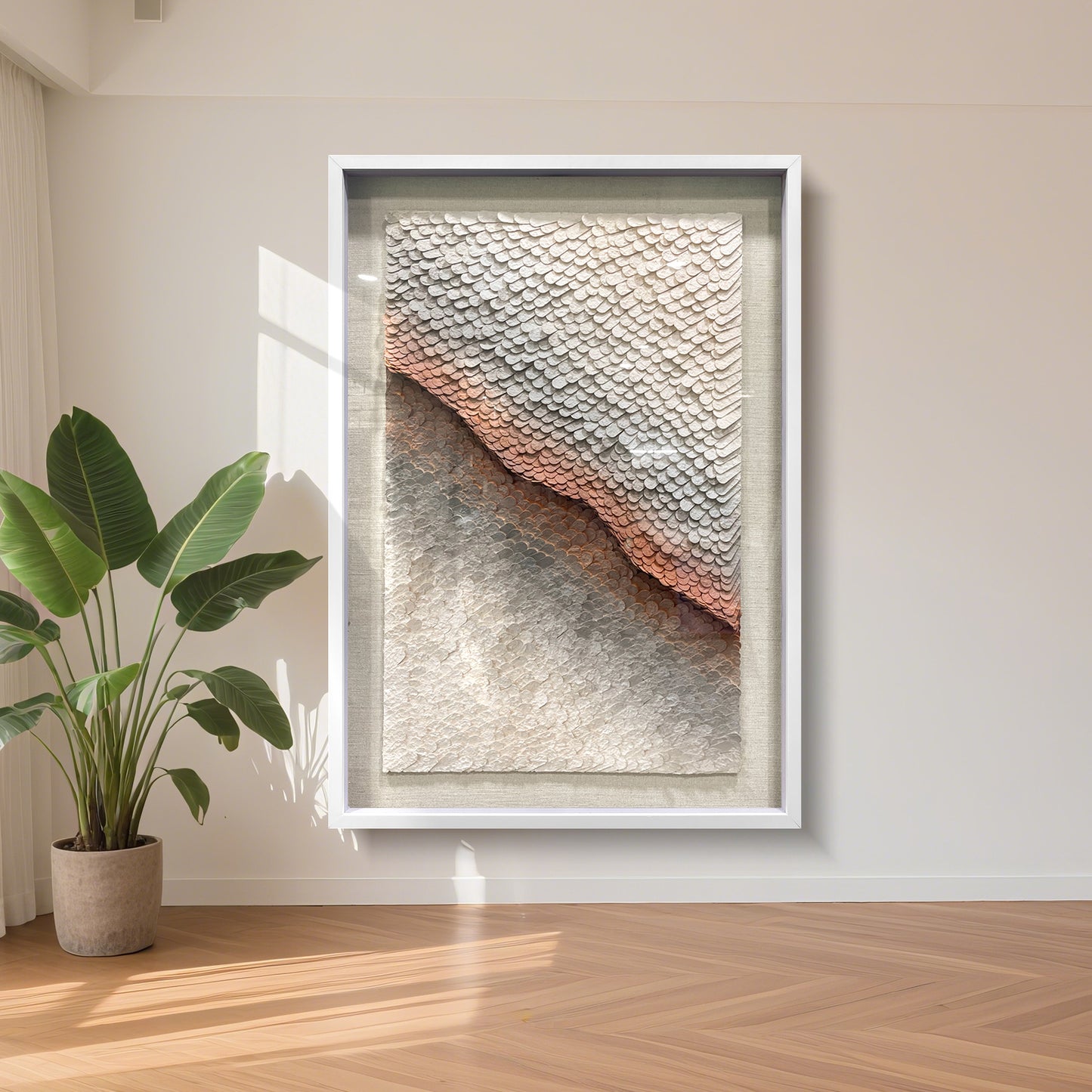 Large Natural Style 3D Paper Art Wall Decor, Handcrafted Artwork with Elegant Texture