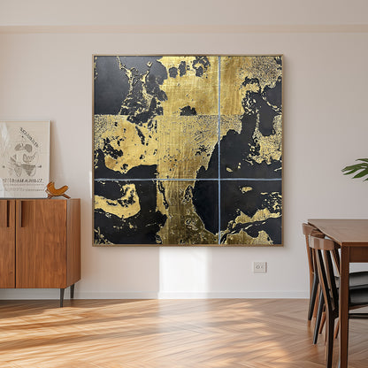 Luxury Gold Leaf Abstract Wall Art with Textured Finish
