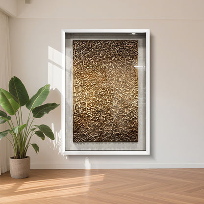 Hand Painted Foam Cylinder Wall Art, Solid Wood Frame with Tempered Glass
