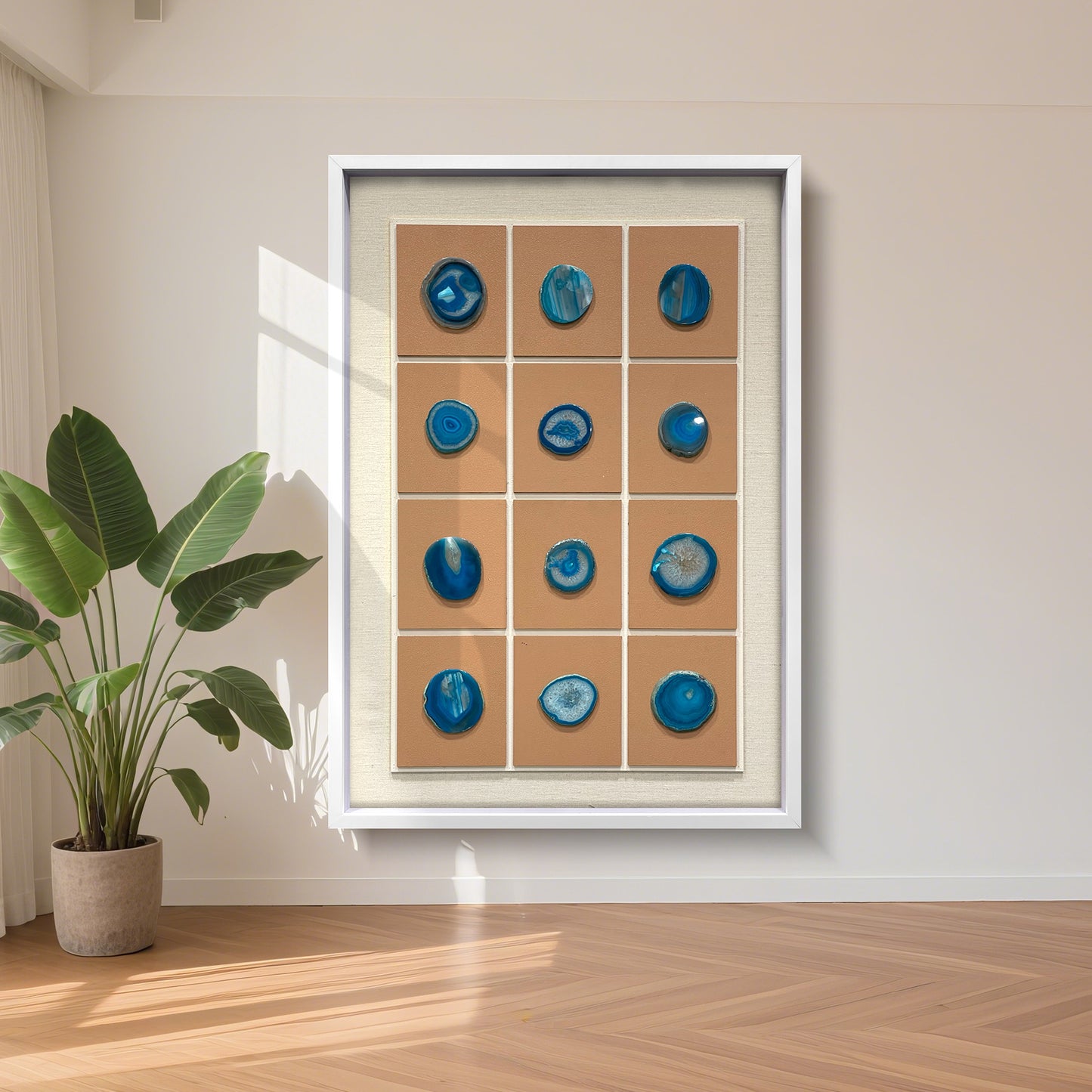 A three-dimensional carving masterpiece adorned with carved crystal panels, a modern wall art hanging piece for interior spaces.