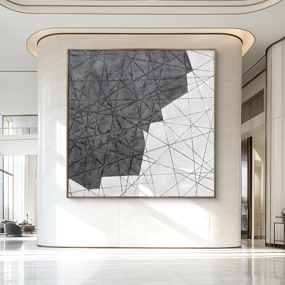 Black and White Textured Wall Art with Architectural Style