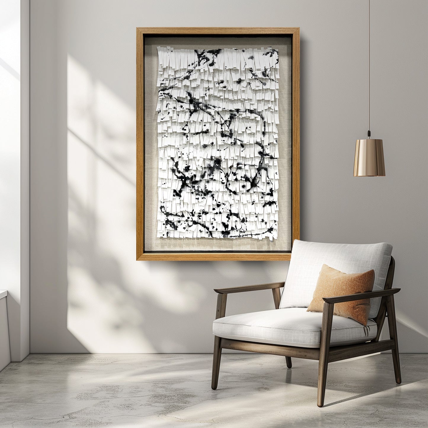 3D Abstract Leather Relief Wall Art - Black Ink Splash Decor