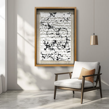 3D Abstract Leather Relief Wall Art - Black Ink Splash Decor
