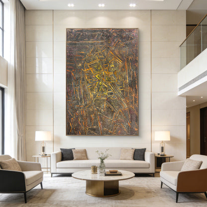 Textured Abstract Canvas Art with Dynamic Geometric Pattern