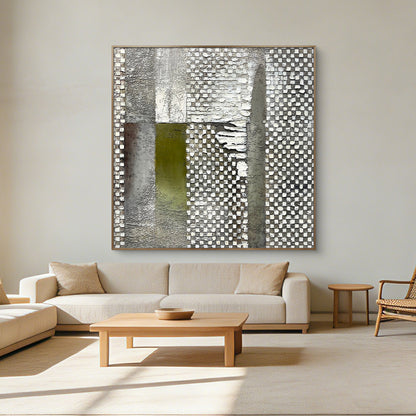 Extra Large Green Abstract Wall Art with Rich Thick Texture, Modern Elegant Artwork