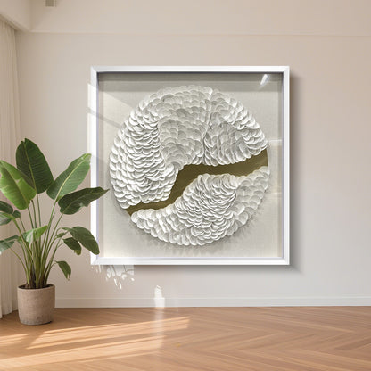 Luxury Corporate Wall Sculpture – Leather & Brushed Gold Metal Relief