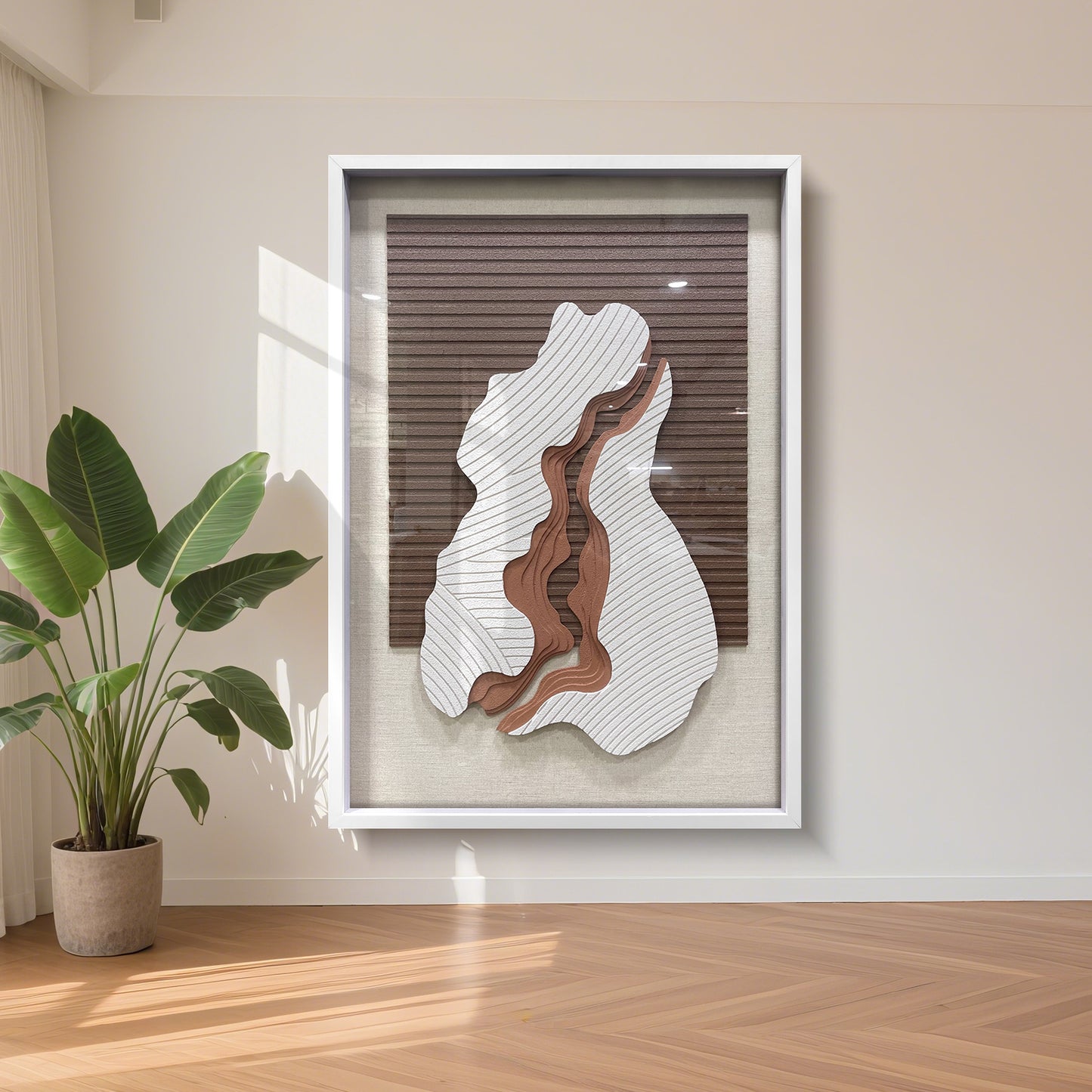 Modern minimalist 3D relief decorative painting, hand-drawn with sandstone texture, simple and stylish.