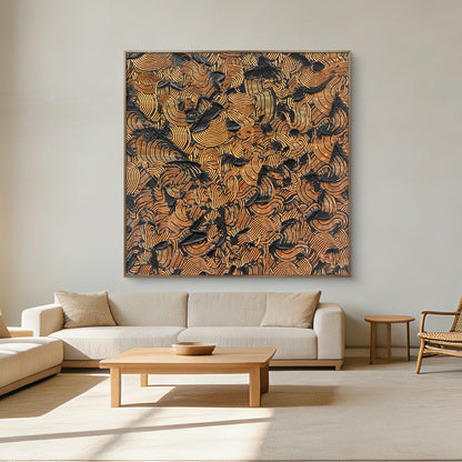 Orange Clouds Large Abstract Wall Art, Bold Heavy Textured Artwork with Vibrant Color Layers